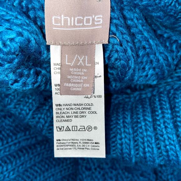Chico's Poncho Women's Size L/XL Sweater Knit Teal Color * - Picture 2 of 8